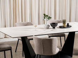 Symphony Fixed Dining Table – Marmo Marble Effect | Black Frame