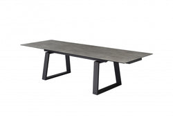Baluga Extension Dining Table – Andesite Stone Effect | Black Frame