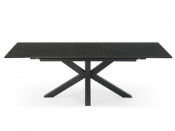 Venetti Extension Dining Table – Blizzard Stone Effect | Black Frame