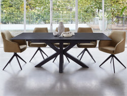 Venetti Extension Dining Table – Blizzard Stone Effect | Black Frame