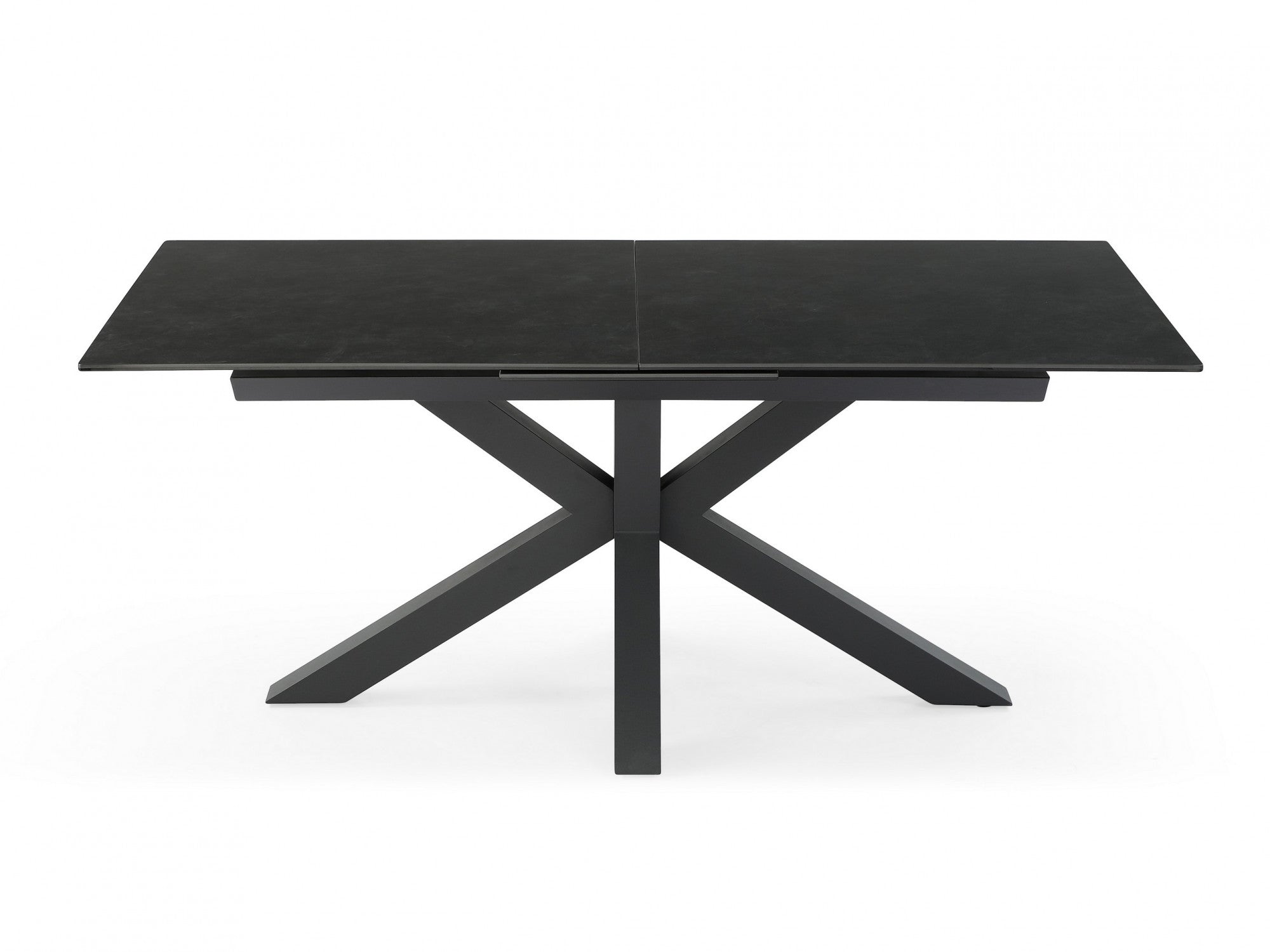 Venetti Extension Dining Table – Blizzard Stone Effect | Black Frame