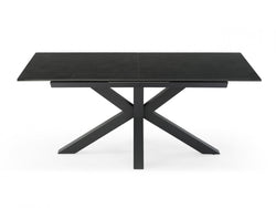 Venetti Extension Dining Table – Blizzard Stone Effect | Black Frame