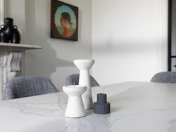 Zulu Extension Dining Table – Vermont Marble Effect | Black Frame