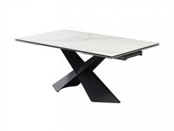 Zulu Extension Dining Table – Vermont Marble Effect | Black Frame
