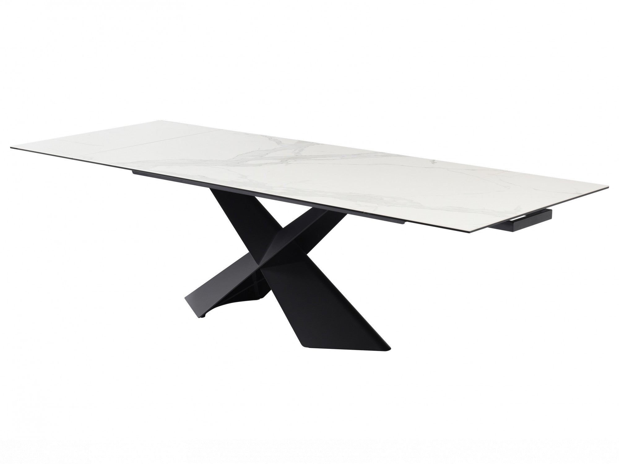 Zulu Extension Dining Table – Vermont Marble Effect | Black Frame