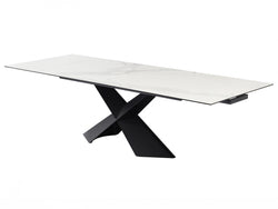 Zulu Extension Dining Table – Vermont Marble Effect | Black Frame