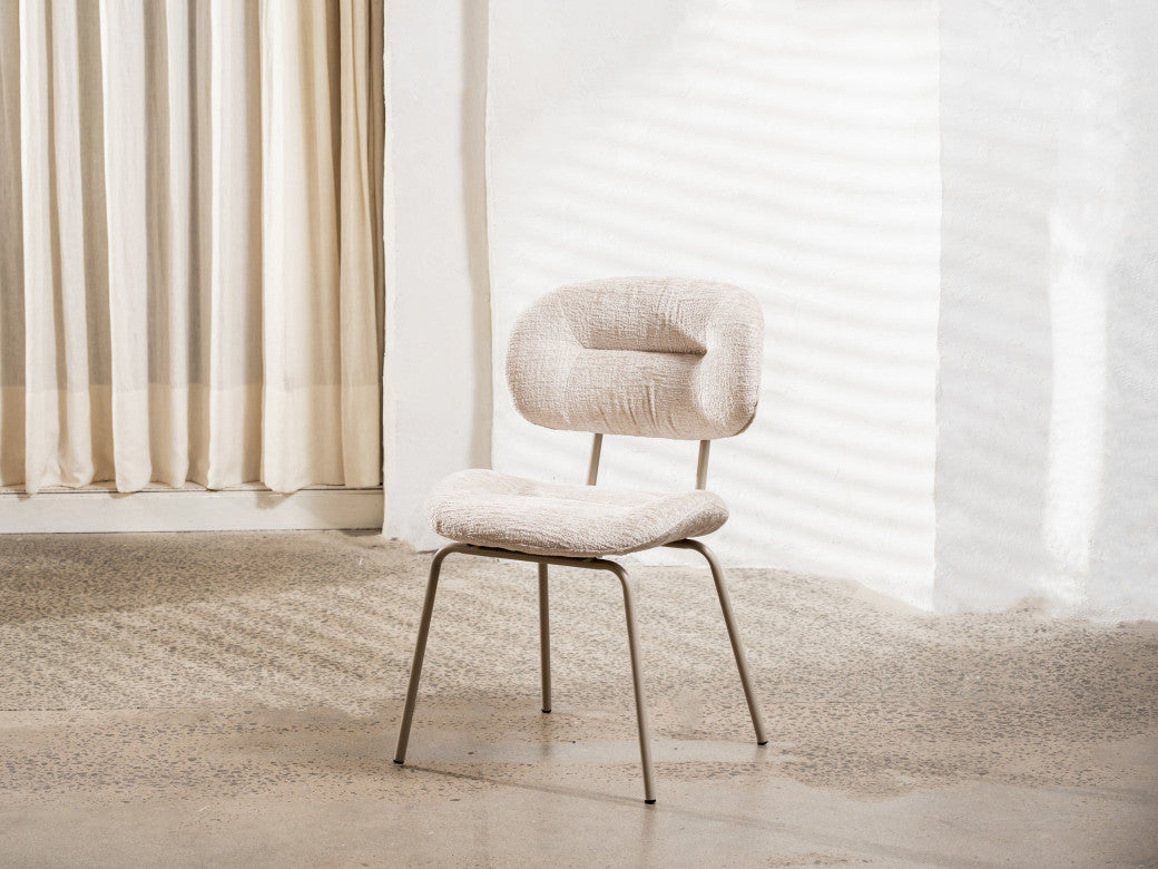Paris Dining Chair – Pearl | Chenille Fabric & Powder-Coated Frame (Set of 2)