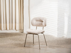 Paris Dining Chair – Pearl | Chenille Fabric & Powder-Coated Frame (Set of 2)