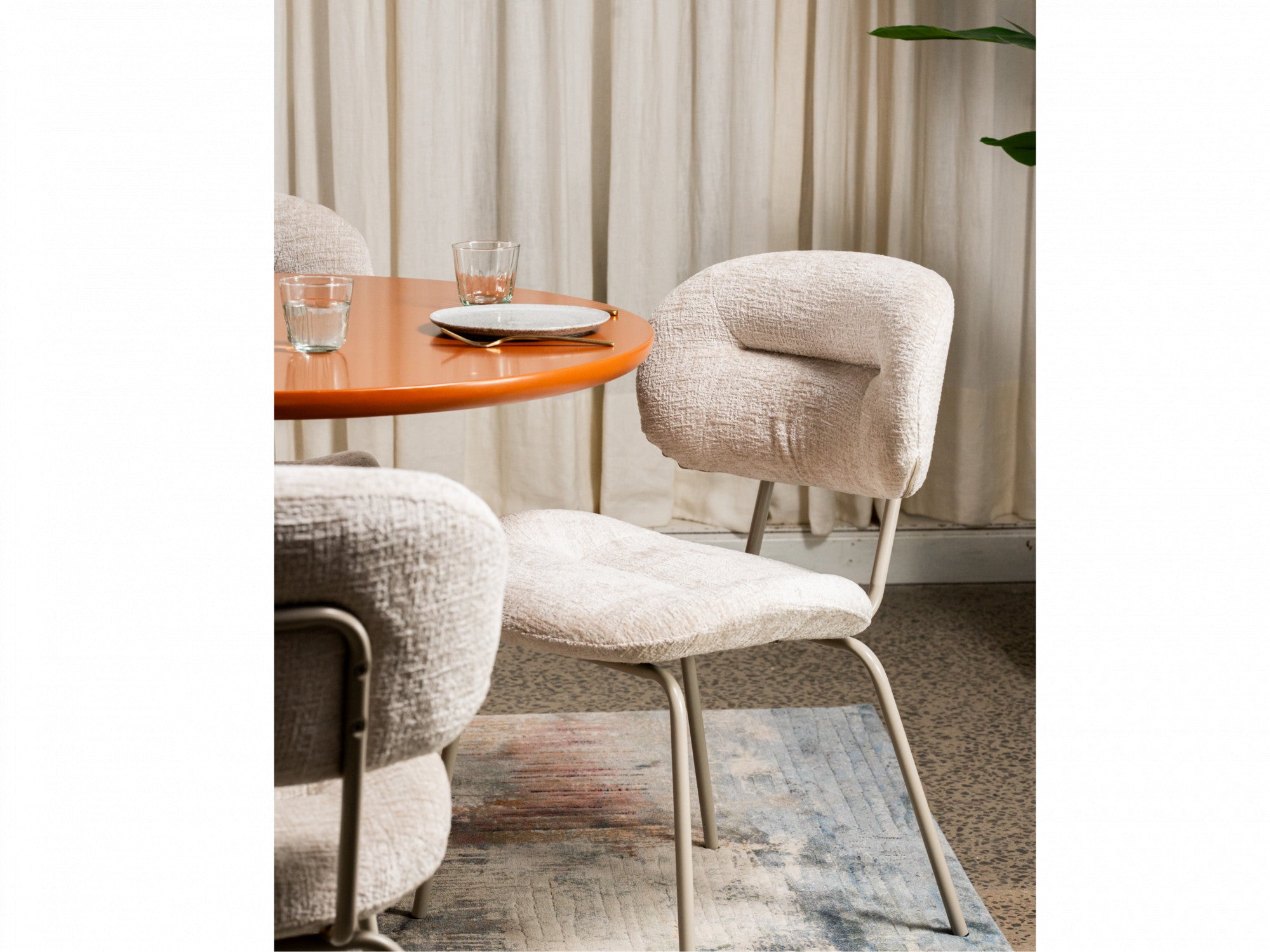 Paris Dining Chair – Pearl | Chenille Fabric & Powder-Coated Frame (Set of 2)