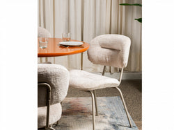 Paris Dining Chair – Pearl | Chenille Fabric & Powder-Coated Frame (Set of 2)