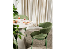 Cannes Dining Chair – Moss | Textured Fabric & Powder-Coated Frame (Set of 2)