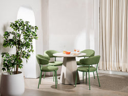 Cannes Dining Chair – Moss | Textured Fabric & Powder-Coated Frame (Set of 2)