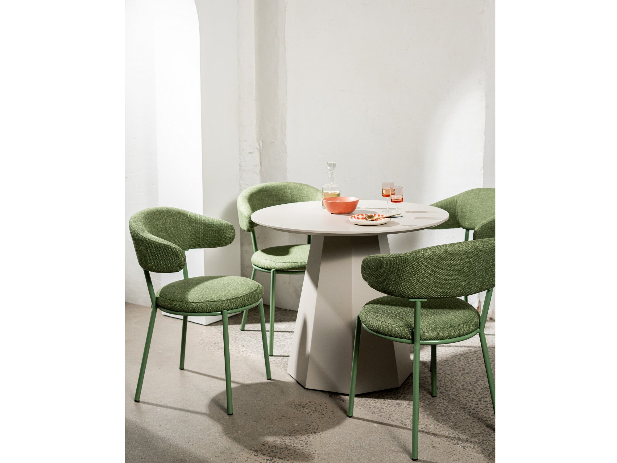 Cannes Dining Chair – Moss | Textured Fabric & Powder-Coated Frame (Set of 2)