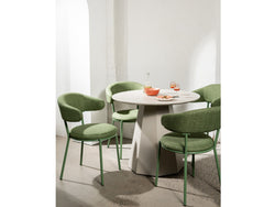 Cannes Dining Chair – Moss | Textured Fabric & Powder-Coated Frame (Set of 2)