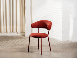 Cannes Dining Chair – Plum | Textured Fabric & Powder-Coated Frame (Set of 2)