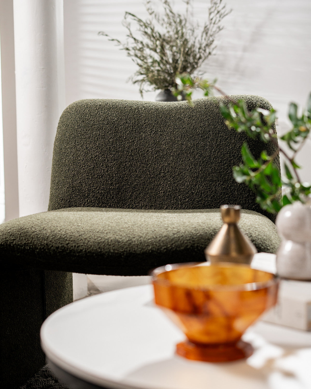 Calais Occasional Chair – Forest | Boucle Fabric Upholstery