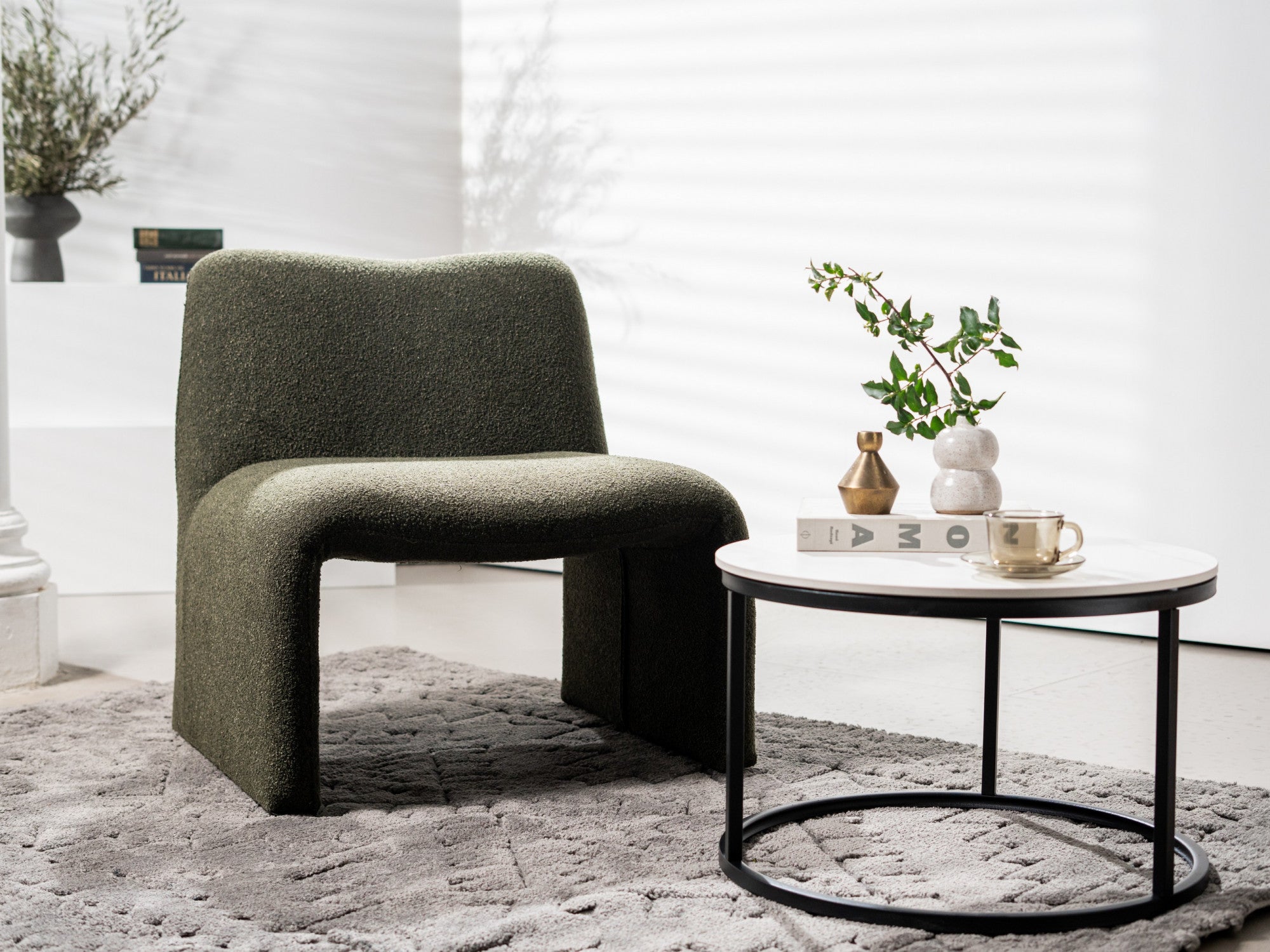 Calais Occasional Chair – Forest | Boucle Fabric Upholstery