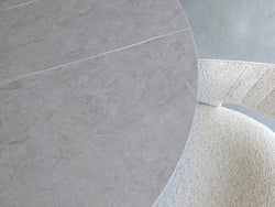 Venice Round Dining Table – Bulgarian Grey Marble Effect | Black Frame