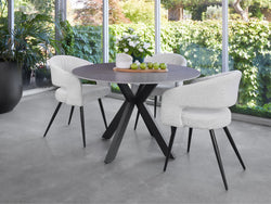 Venice Round Dining Table – Bulgarian Grey Marble Effect | Black Frame