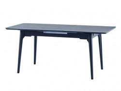 Nikita Extension Dining Table – Bulgarian Grey Marble Effect | Black Timber Frame
