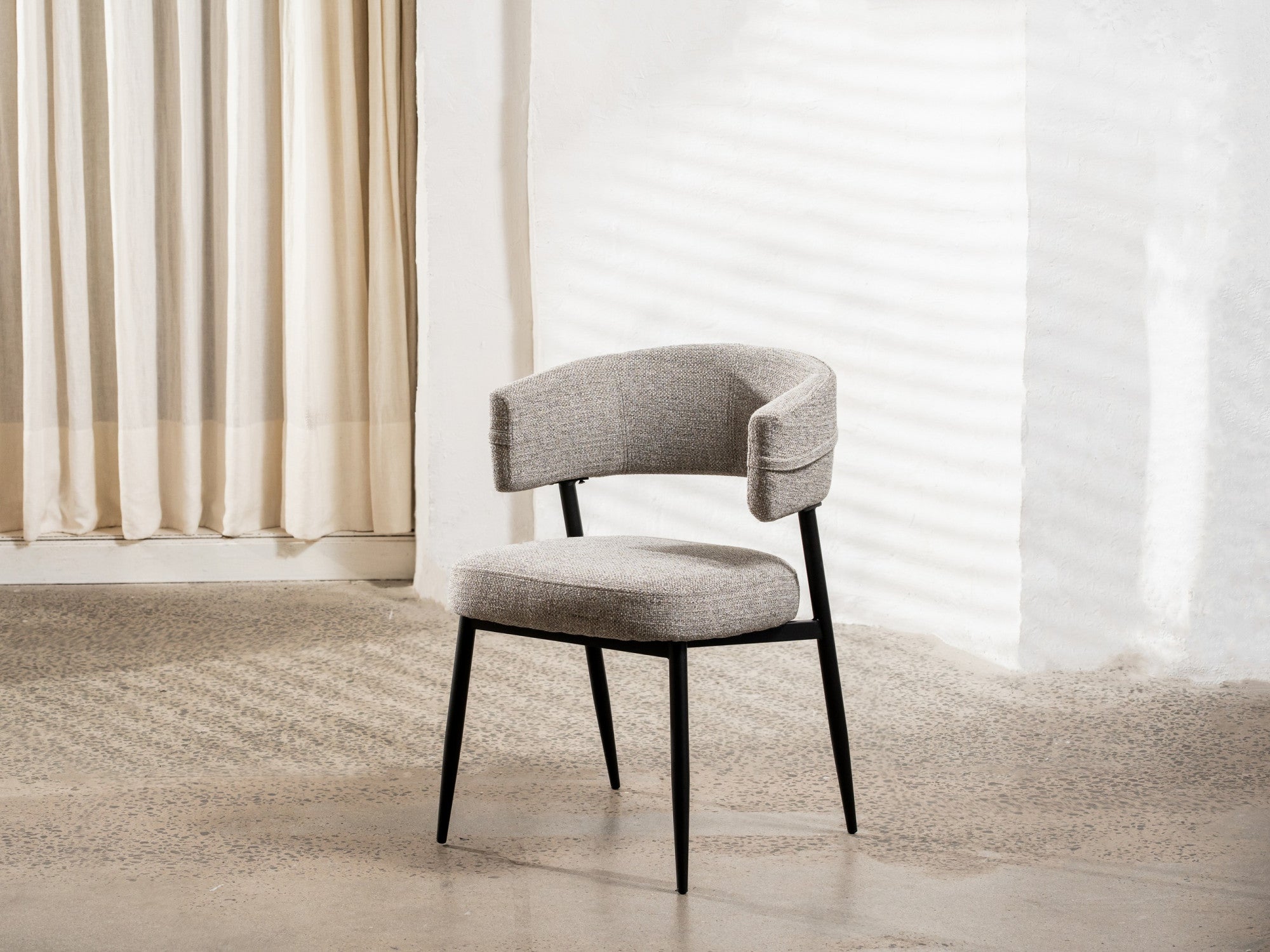 Laurance Dining Chair – Granite | Textured Fabric & Black Frame (Set of 2)