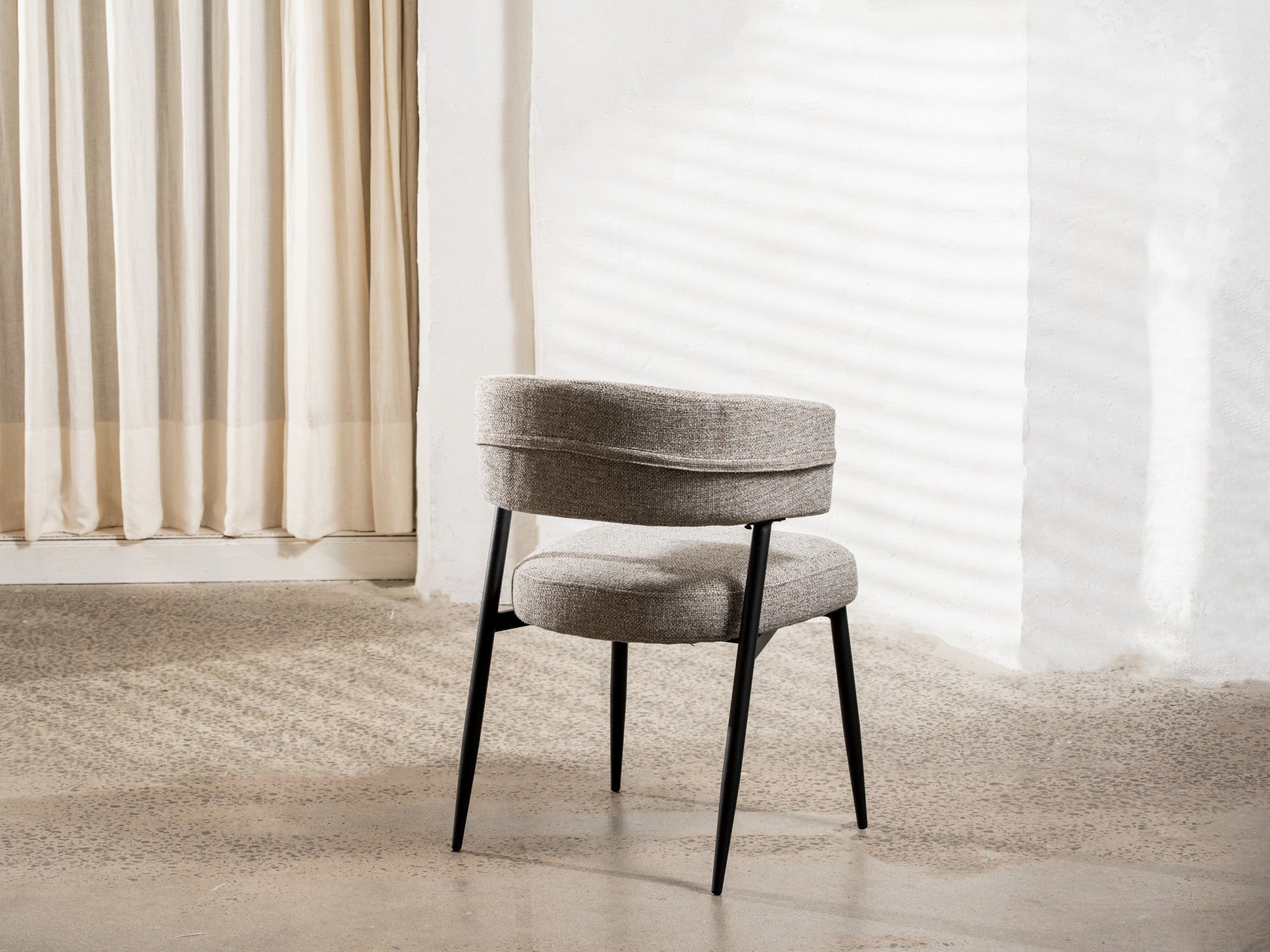 Laurance Dining Chair – Granite | Textured Fabric & Black Frame (Set of 2)
