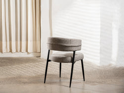 Laurance Dining Chair – Granite | Textured Fabric & Black Frame (Set of 2)