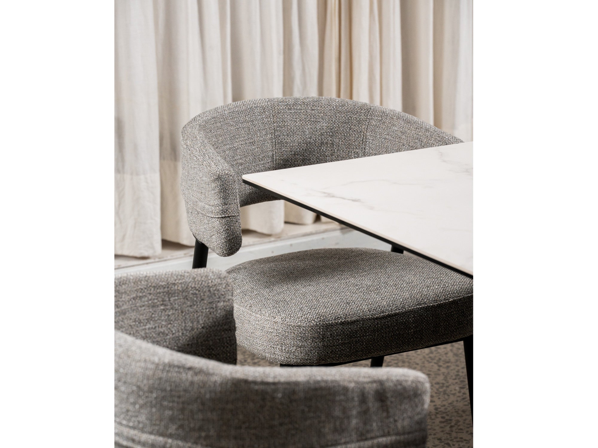 Laurance Dining Chair – Granite | Textured Fabric & Black Frame (Set of 2)