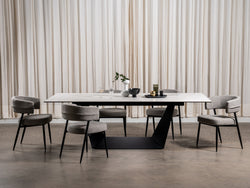 Laurance Dining Chair – Granite | Textured Fabric & Black Frame (Set of 2)