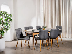 Sydney Dining Chair – Ash | Textured Fabric & Ash Wood-Effect Frame (Set of 4)