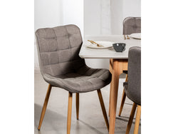 Sydney Dining Chair – Taupe | Textured Fabric & Ash Wood-Effect Frame (Set of 4)