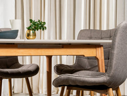 Sydney Dining Chair – Taupe | Textured Fabric & Ash Wood-Effect Frame (Set of 4)