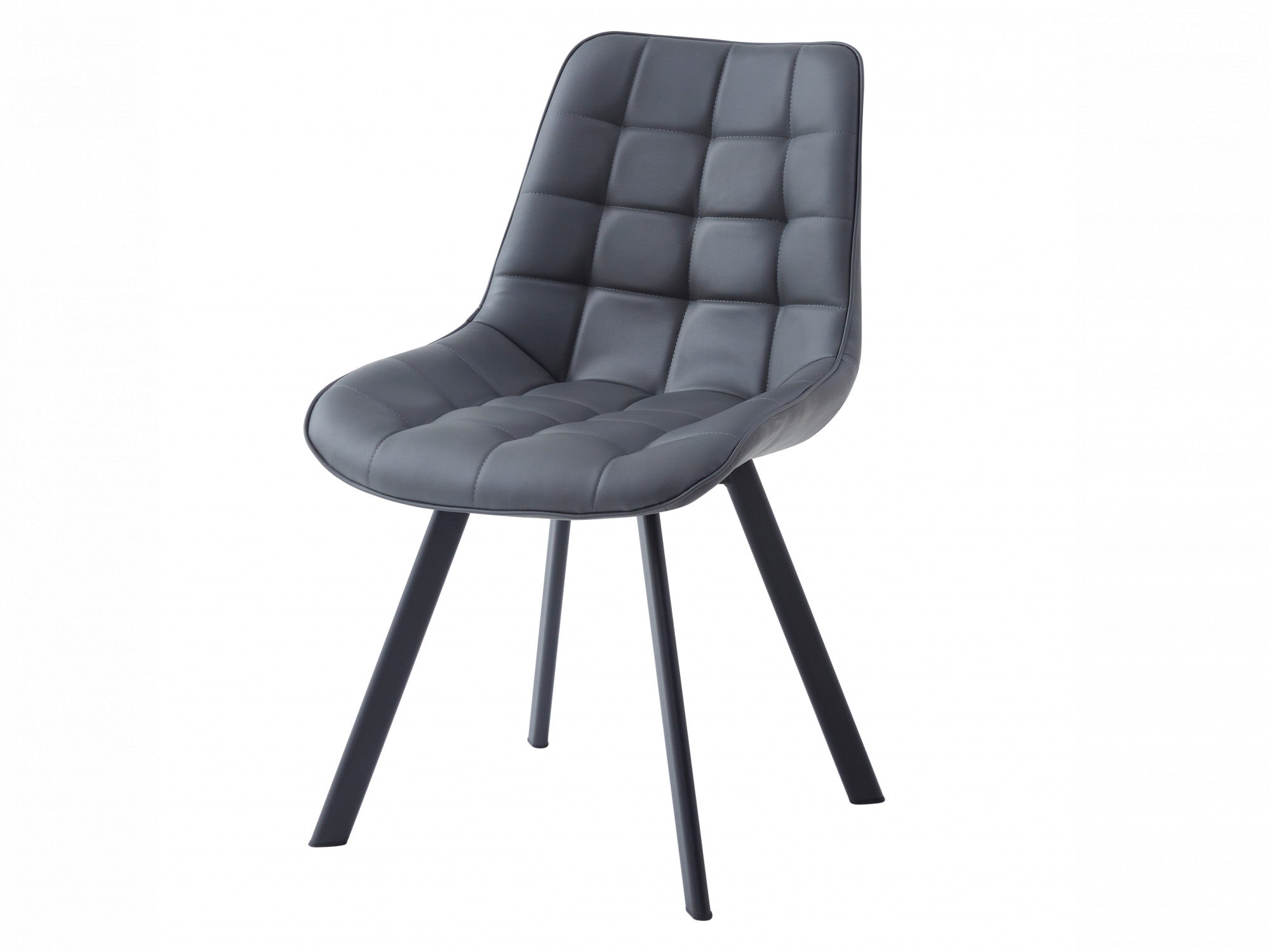 Forest Dining Chair – Dark Grey | Eco Leather & Black Frame (Set of 2)