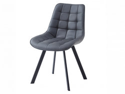Forest Dining Chair – Dark Grey | Eco Leather & Black Frame (Set of 2)