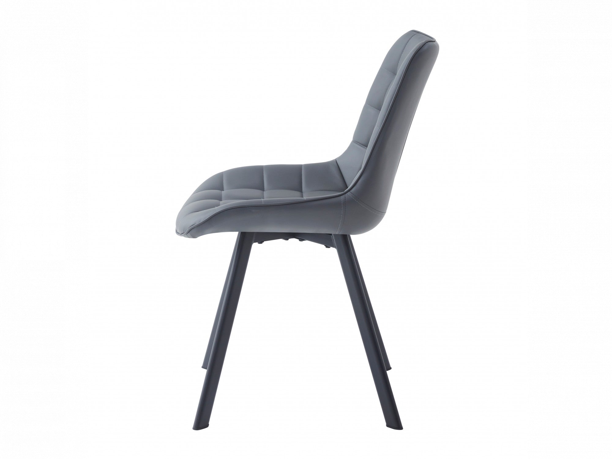 Forest Dining Chair – Dark Grey | Eco Leather & Black Frame (Set of 2)