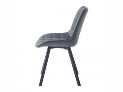 Forest Dining Chair – Dark Grey | Eco Leather & Black Frame (Set of 2)