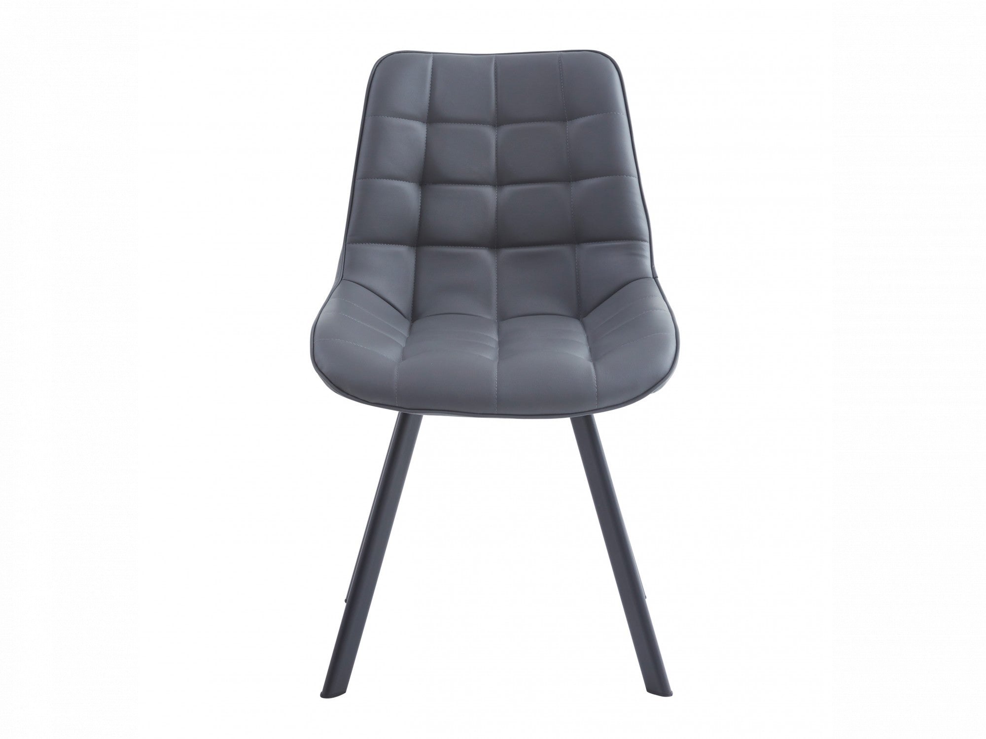 Forest Dining Chair – Dark Grey | Eco Leather & Black Frame (Set of 2)