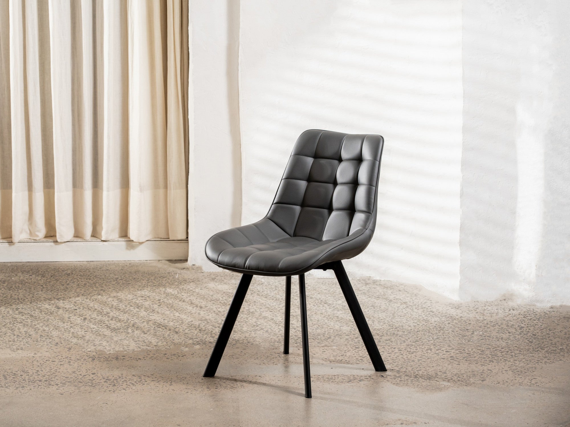 Forest Dining Chair – Dark Grey | Eco Leather & Black Frame (Set of 2)