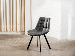 Forest Dining Chair – Dark Grey | Eco Leather & Black Frame (Set of 2)