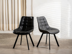 Forest Dining Chair – Dark Grey | Eco Leather & Black Frame (Set of 4)