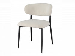 Milan Dining Chair – Off White | Textured Fabric & Black Frame (Set of 2)