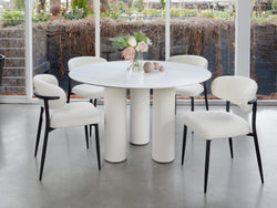 Milan Dining Chair – Off White | Textured Fabric & Black Frame (Set of 2)