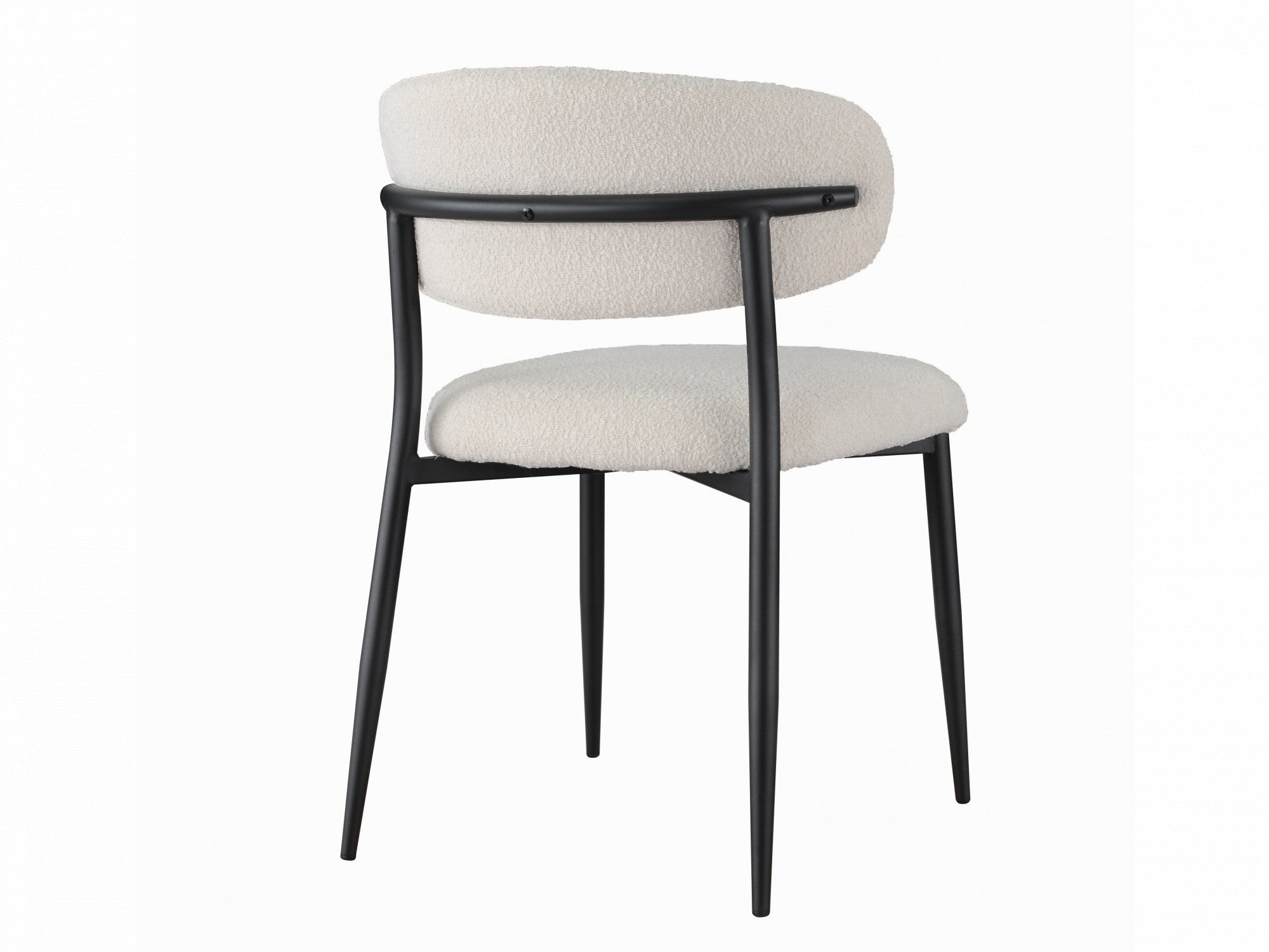 Milan Dining Chair – Off White | Textured Fabric & Black Frame (Set of 2)
