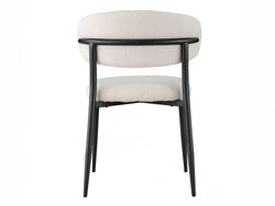 Milan Dining Chair – Off White | Textured Fabric & Black Frame (Set of 2)