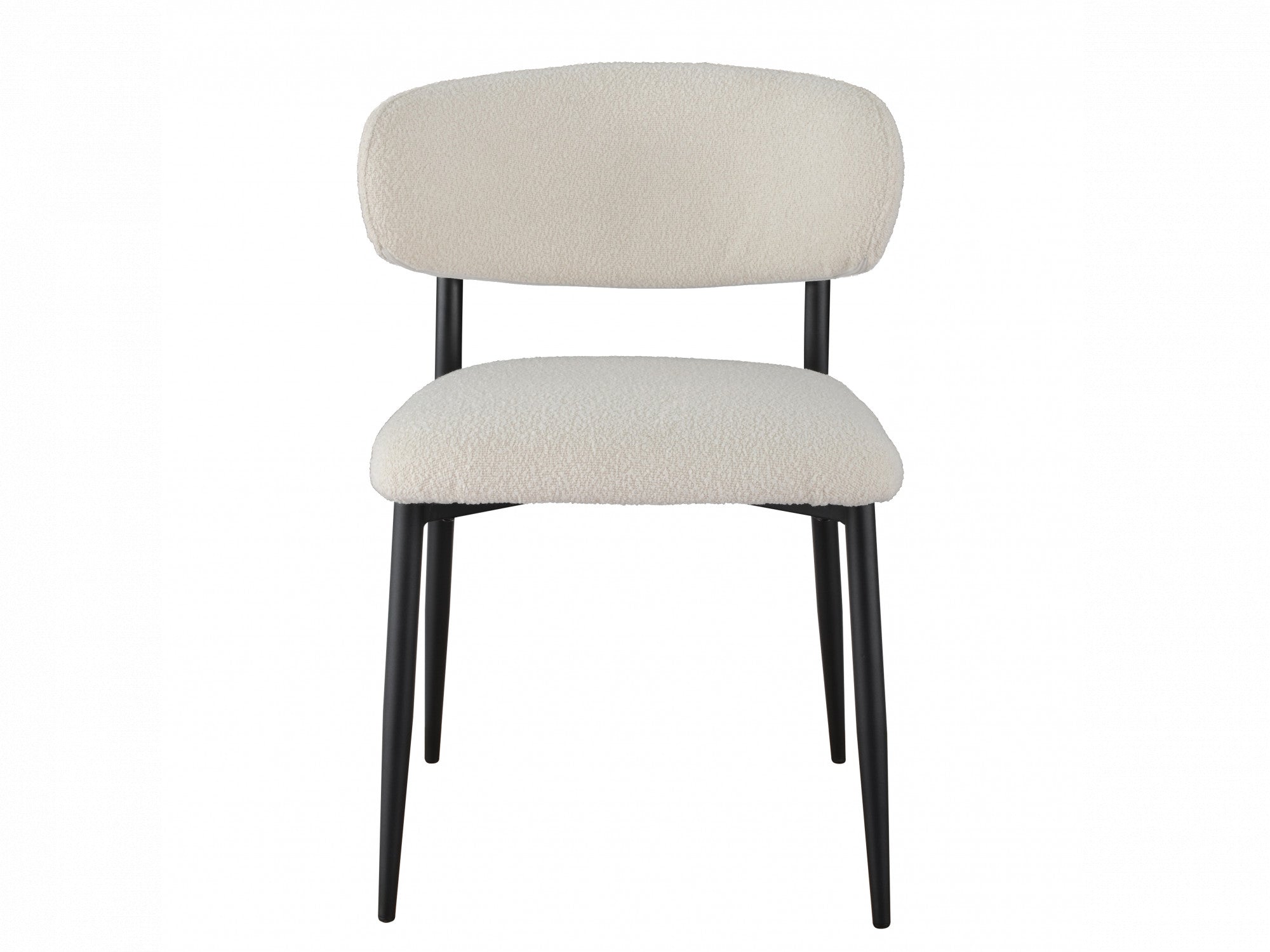 Milan Dining Chair – Off White | Textured Fabric & Black Frame (Set of 2)