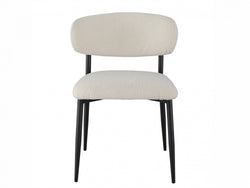 Milan Dining Chair – Off White | Textured Fabric & Black Frame (Set of 2)