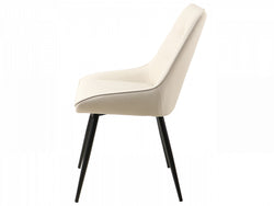 Ruben Dining Chair – Ivory | Eco Leather & Black Frame (Set of 2)
