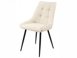 Ruben Dining Chair – Ivory | Eco Leather & Black Frame (Set of 4)