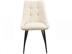 Ruben Dining Chair – Ivory | Eco Leather & Black Frame (Set of 4)