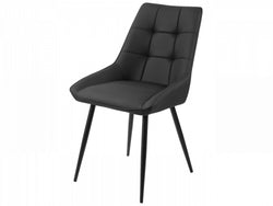 Ruben Dining Chair – Black | Eco Leather & Black Frame (Set of 2)